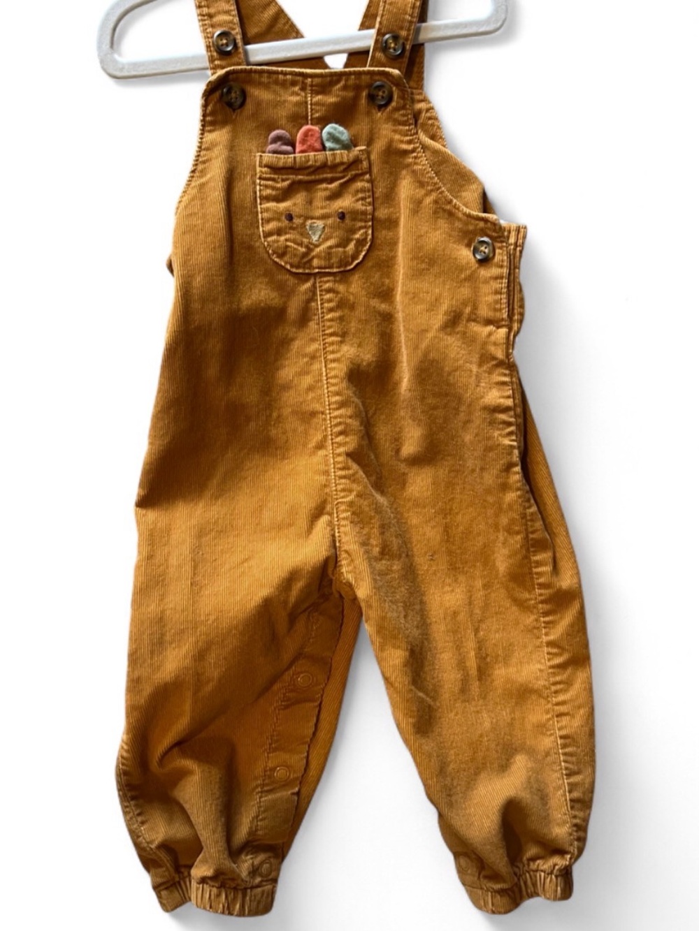 Kids Brown  Corduroy Overalls with Pocket Detail
